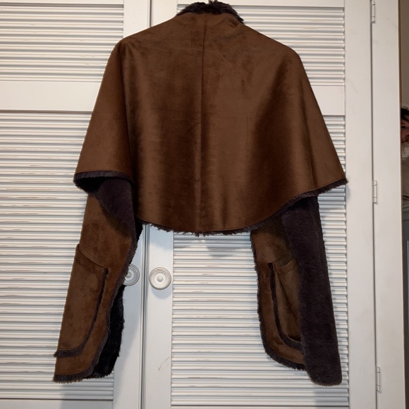 KATIE TODD Faux Suede Faux Fur Lined Wrap - Picture 2 of 7